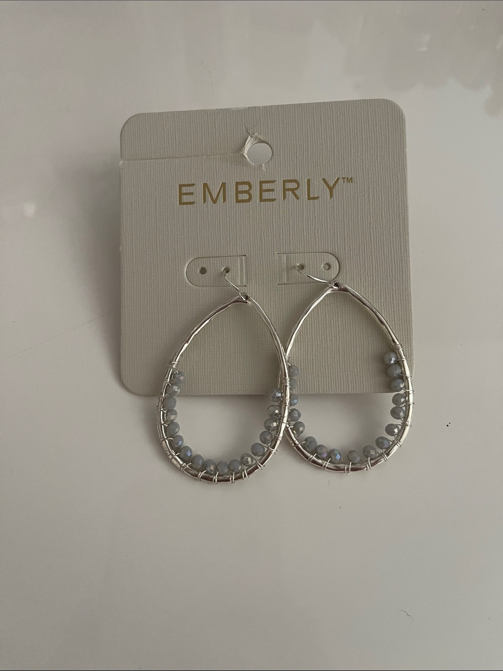 Kohl's Emberly Silver Teardrop Earrings with Gray Beads